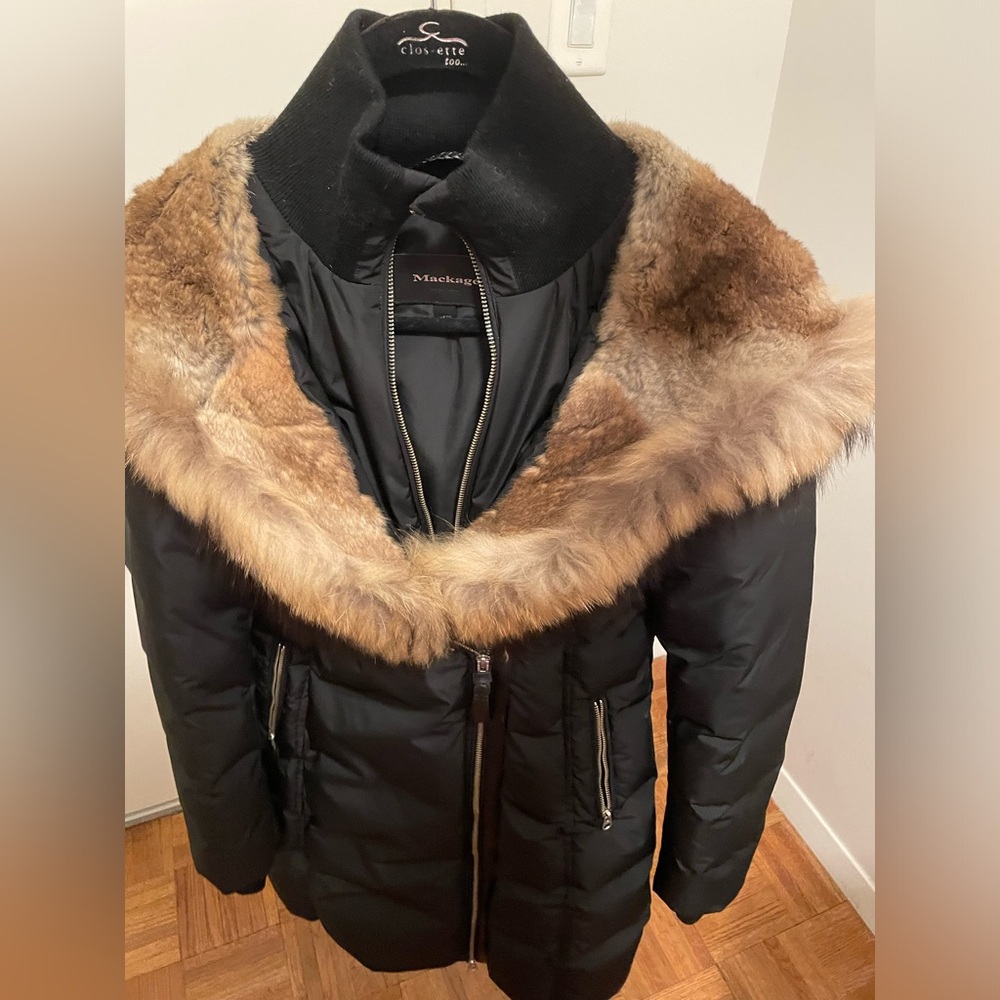 New MACKAGE TRISH down coat with natural fur Signature Collar Size XS - Picture 3 of 16